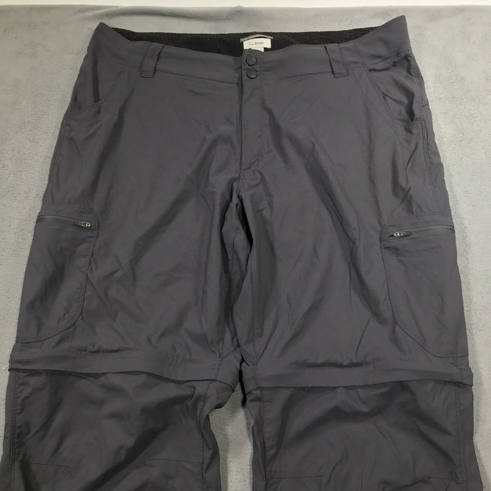 LL Bean Pants Womens 18 Gray Nylon Outdoors Hiking Casual Convertible Stretch - Picture 6 of 16